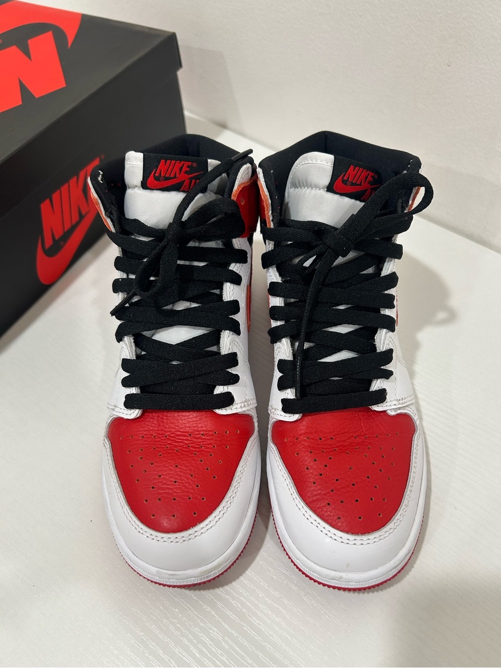 Nike Air Jordan 1 Retro High OG GS White & University Red Sneakers​, Size 5.5Y